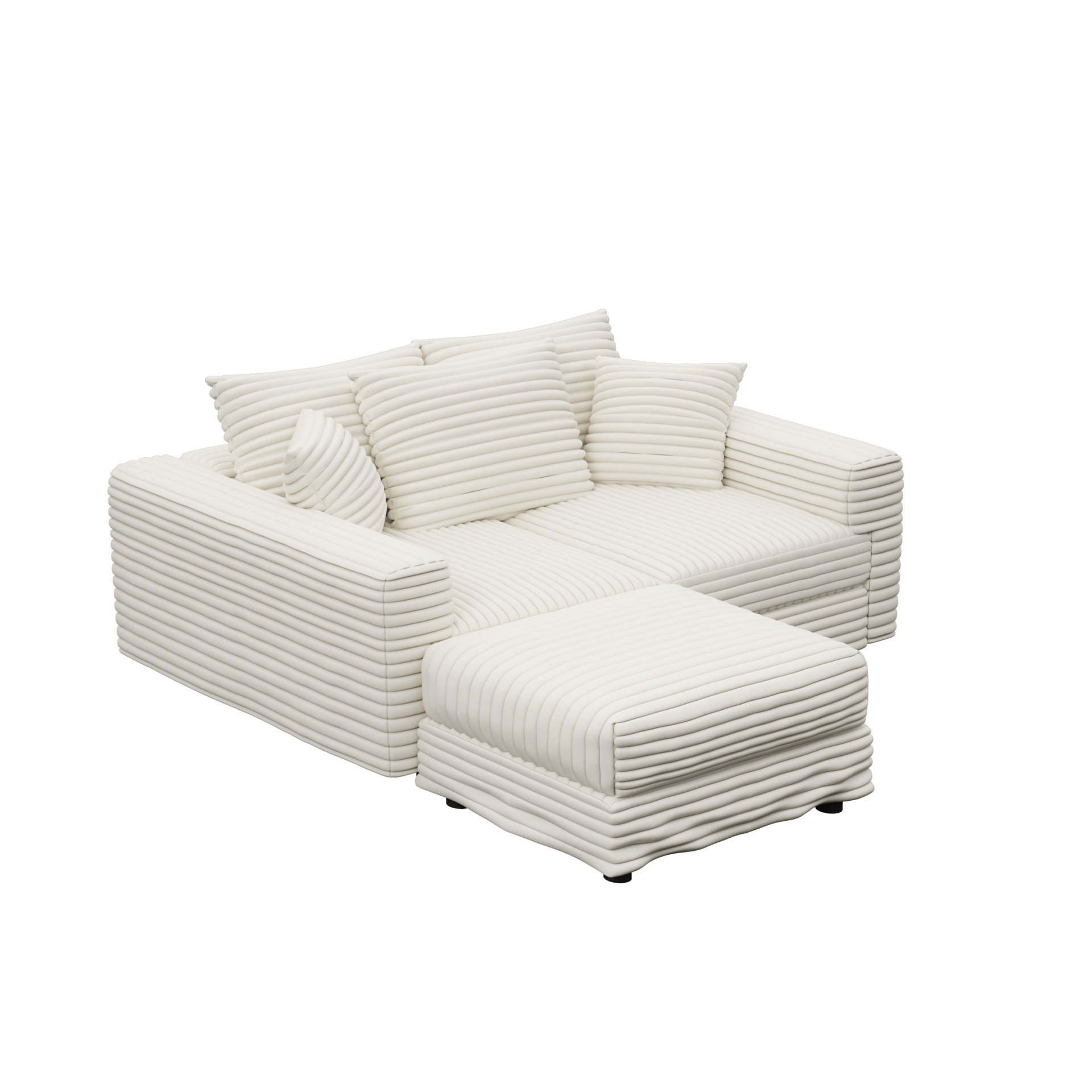 3 Seat Sofa, Deep Seat Couches With Soft Pillows And 1 Ottomans, Convertible Sofa Lounge Chair, For Living Room - Beige - Image 26