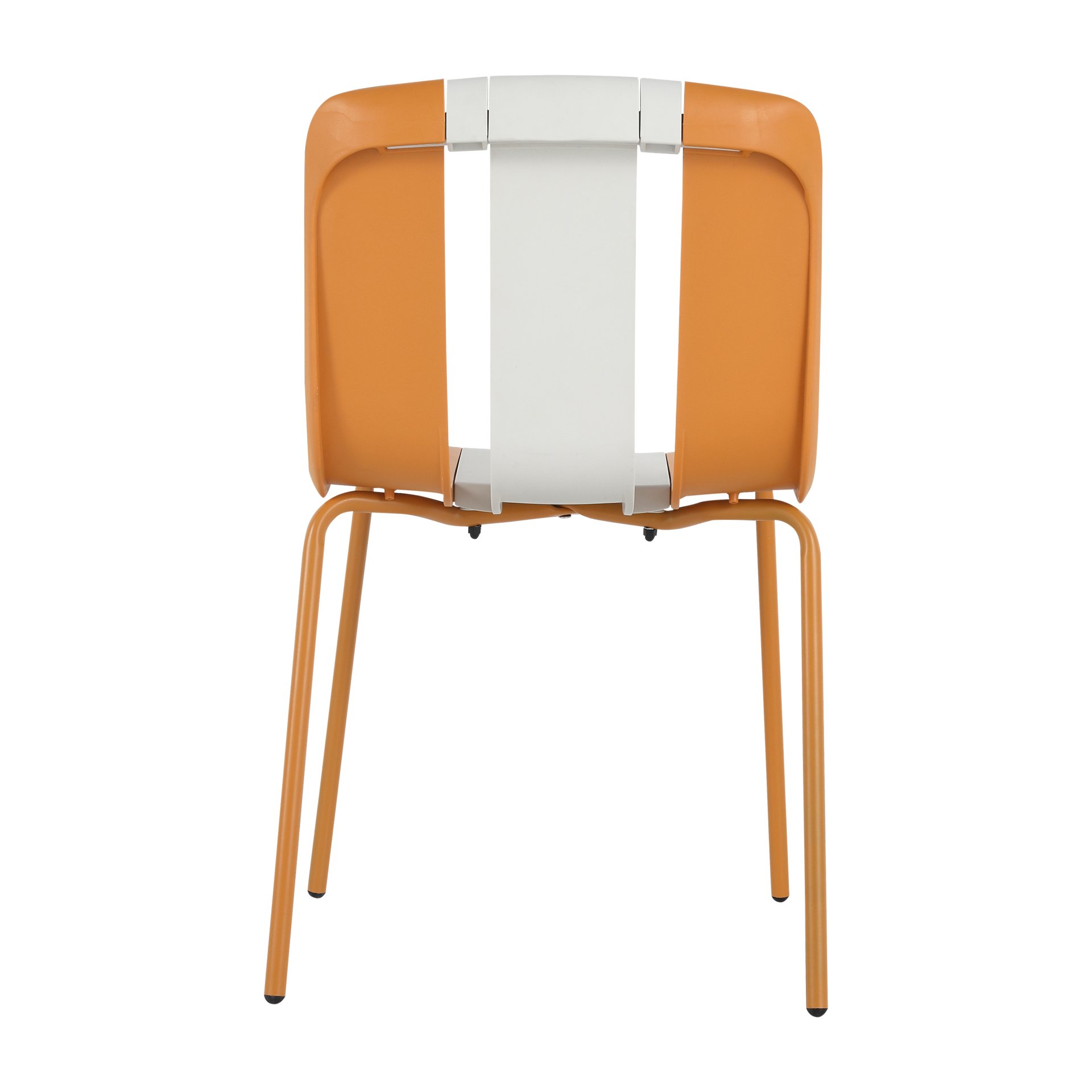 4 Piece Set Of Modern Striped Color Blocking Single Chairs, Waterproof And Fade Resistant - White / Orange - Image 15