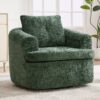 360° Swivel Accent Barrel Chair With Dual Layer Cushion, Round Seating For Living Room - Green - Image 7