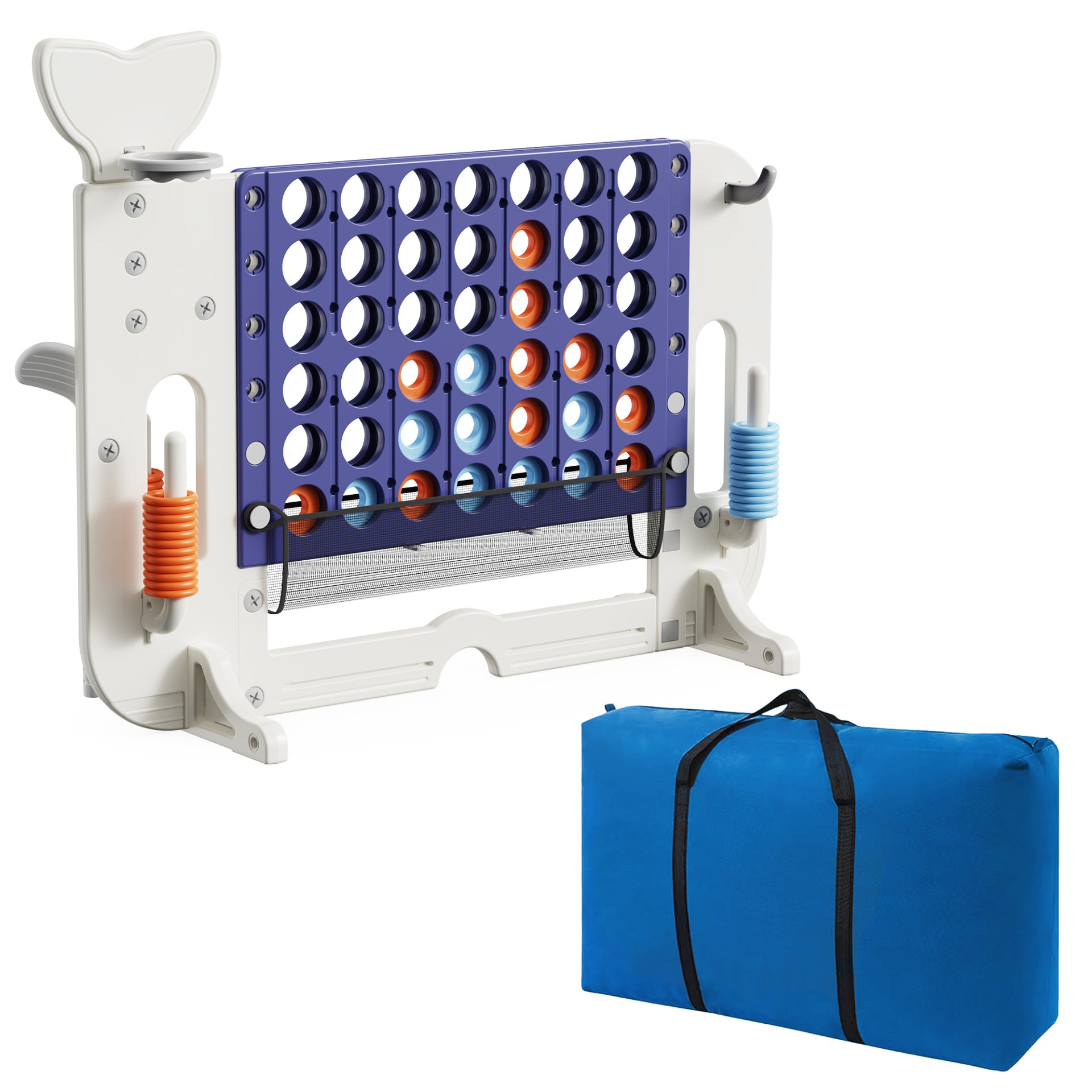 4 To Score Giant Game Set With Mesh Bag & Jumbo Connect 4 - White / Purple - Image 12