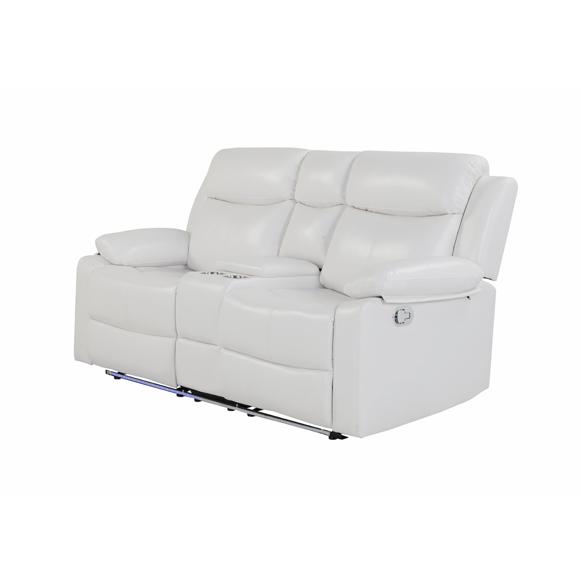 Blanche - Reclining Loveseat With LED Lights And Built In Speakers - White - Image 6