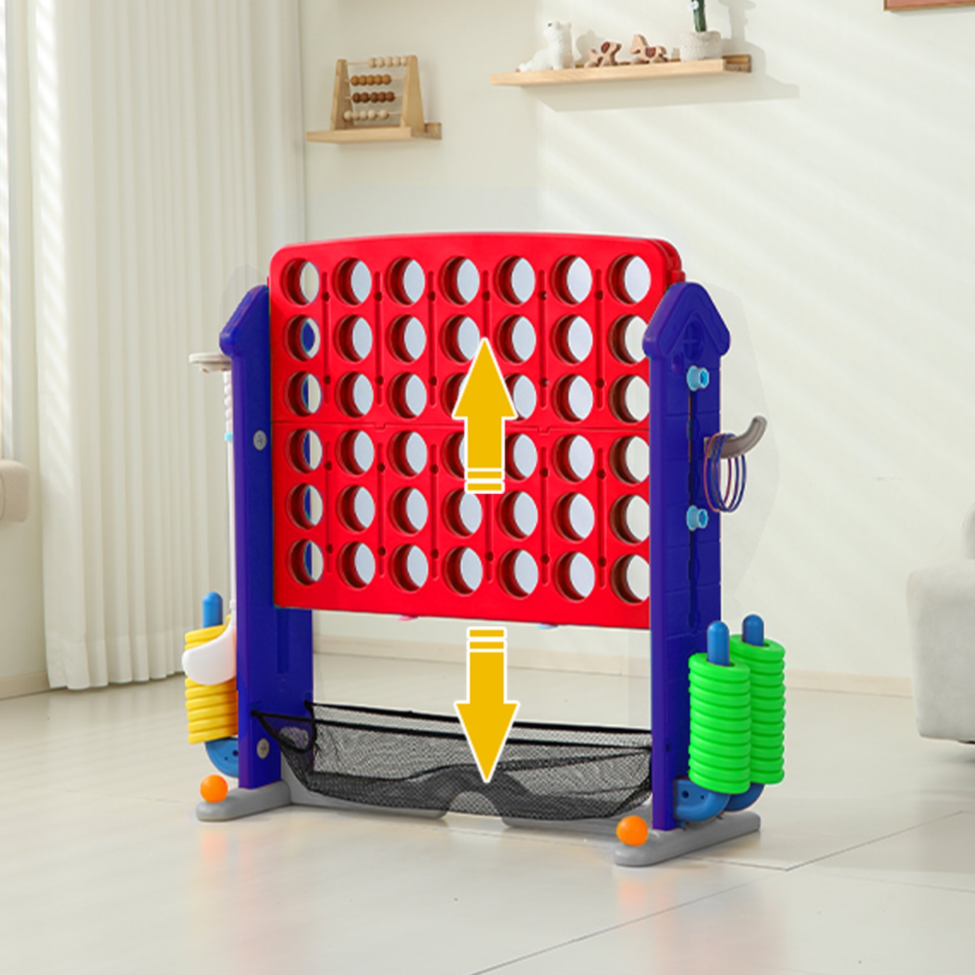 4 To Score Giant Game Set With Mesh Bag & Jumbo Connect 4 - Blue / Red - Image 11