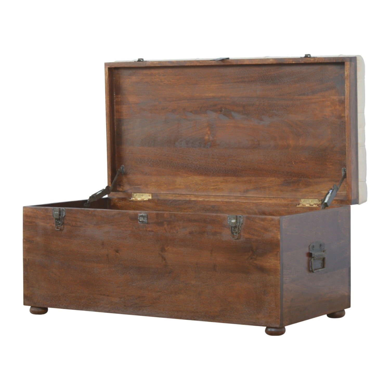 Linen Storage Trunk - Chestnut / White Linen - Image 9