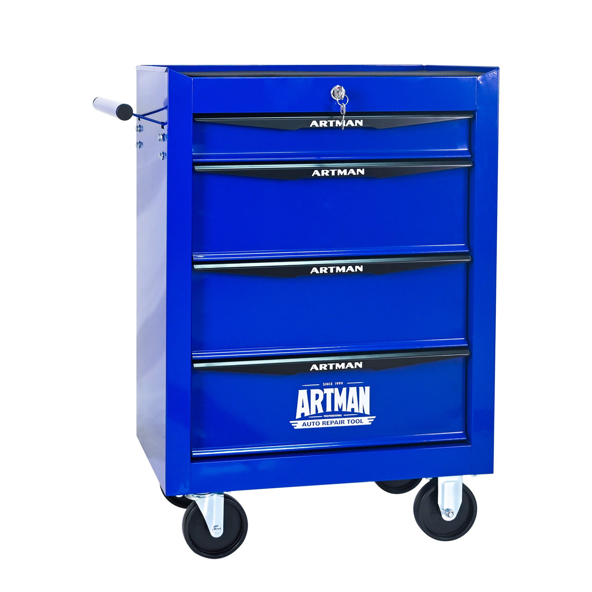 Rolling Metal Tool Chest With 4 Drawers, 20" Steel Storage Cabinet With Ball Bearing Slides - Black / Blue - Image 11