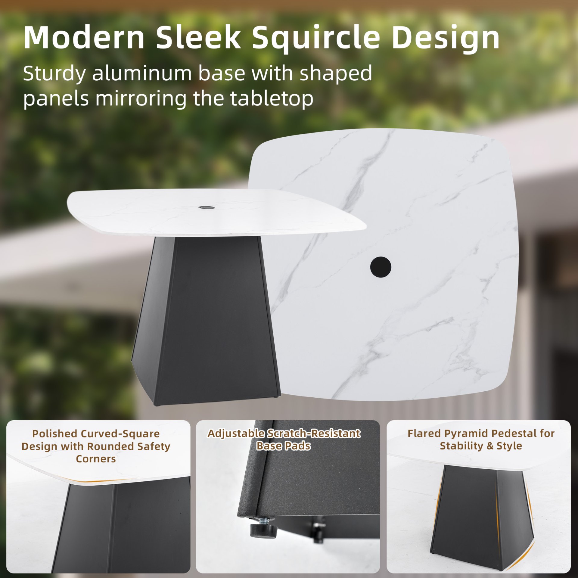 5 Pieces Outdoor Patio Dining Set, Squircle Dining Table, 4 Dining Chairs With Sunbrella Cushions - Ember Black - Image 5