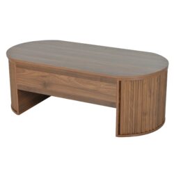 Lift Top Coffee Table With Hidden Compartment, Modern Oval Lift Tabletop For Home Living Room - Brown