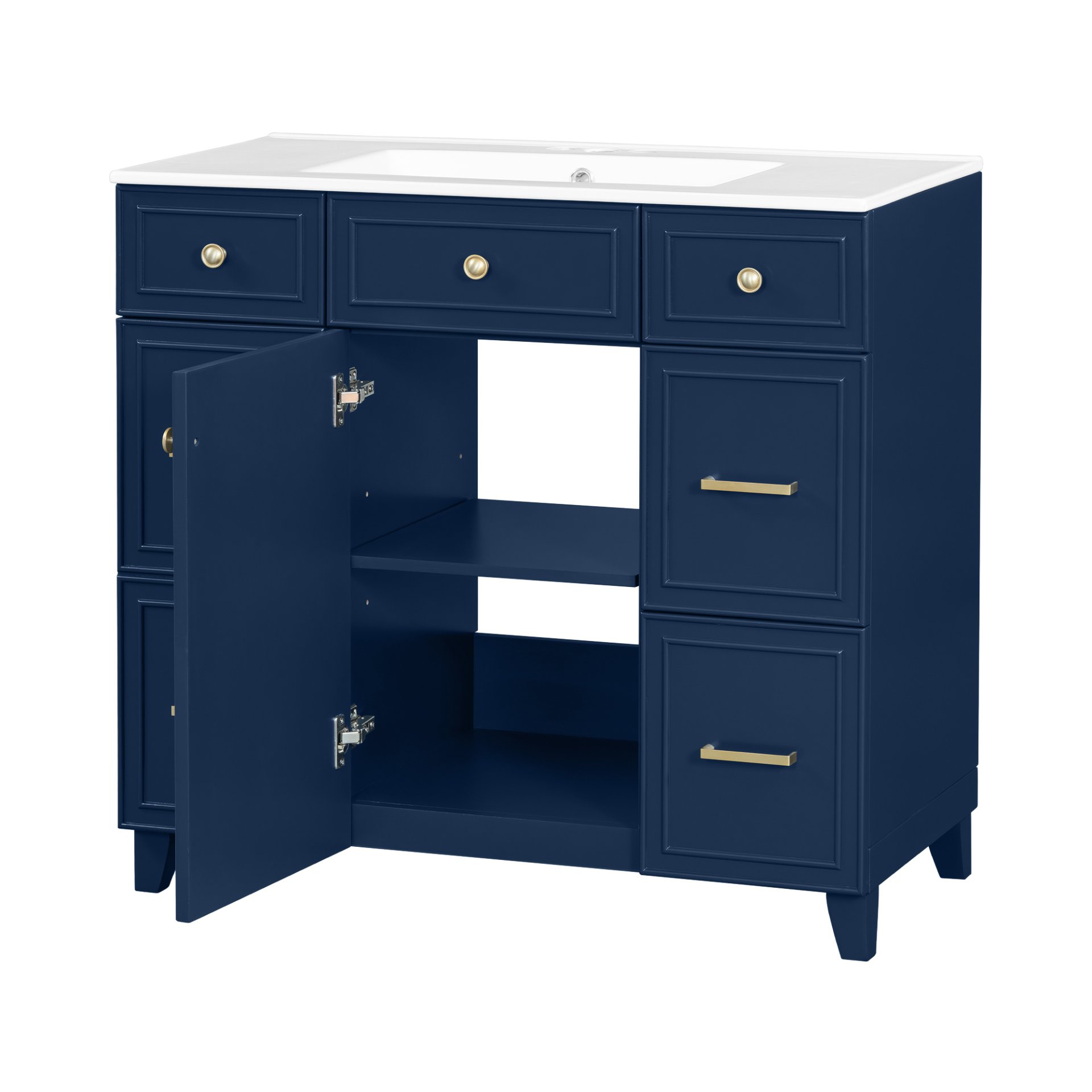 Bathroom Vanity With Sink, Soft Close Doors, Adjustable Shelves - Blue - Image 14