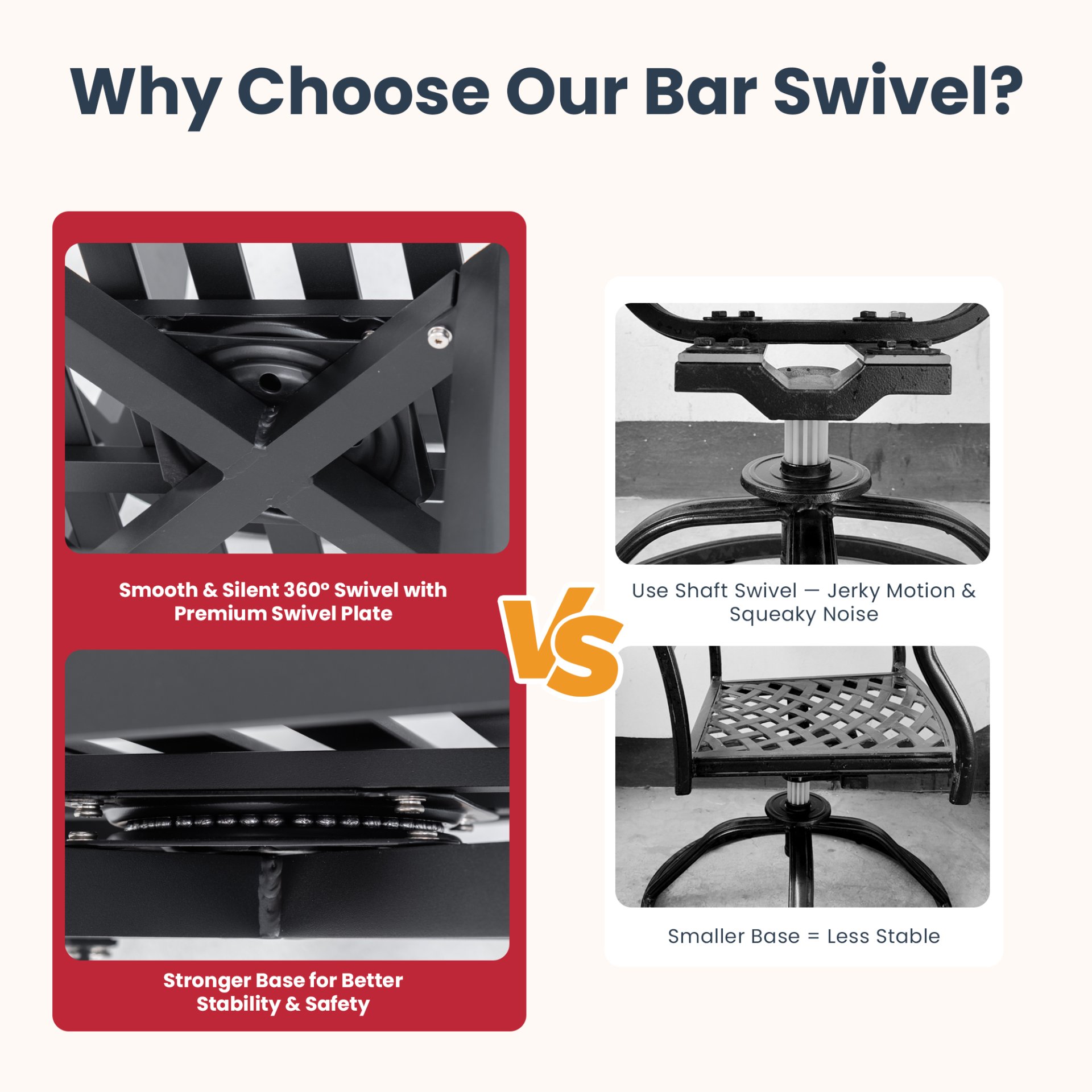 Outdoor Swivel Bar Chairs, 360 Degree Rotation With Ergonomic Backrest (Set of 2) - Ember Black / Jocky Red - Image 6