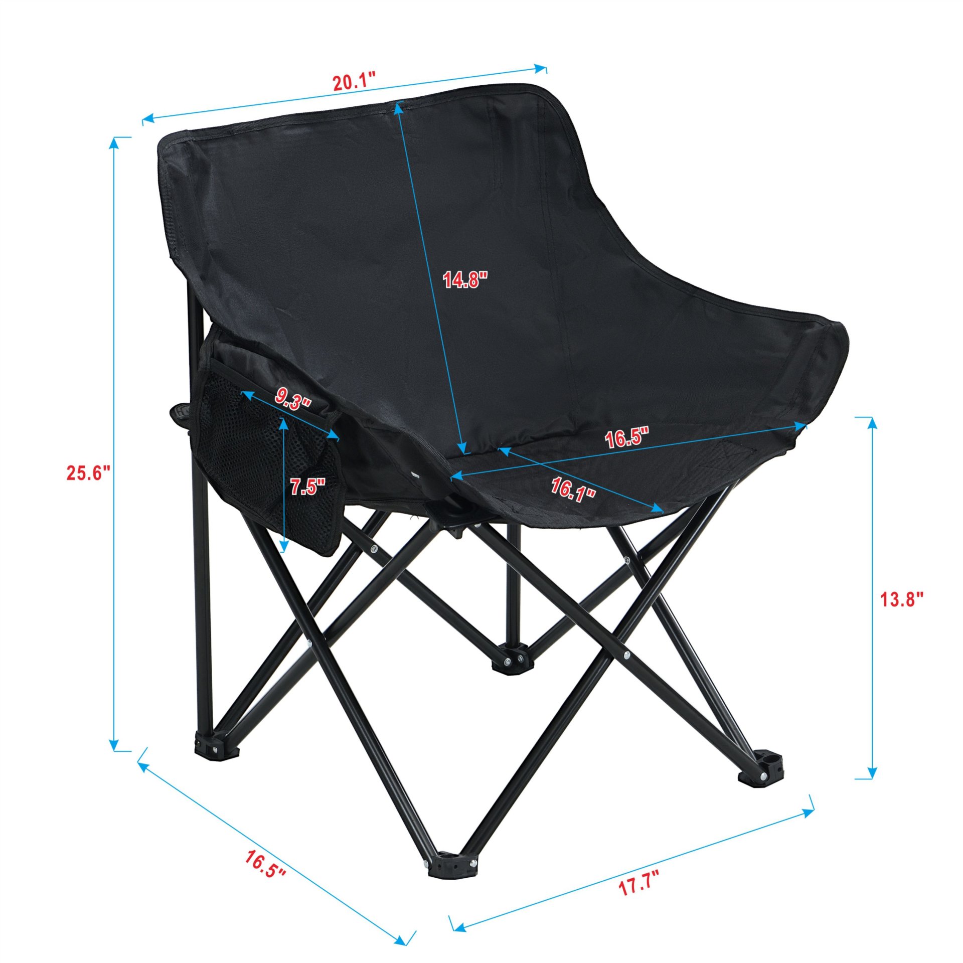 Outdoor Camping Chairs Folding Portable With Carry Bag (Set of 2) - Black - Image 3