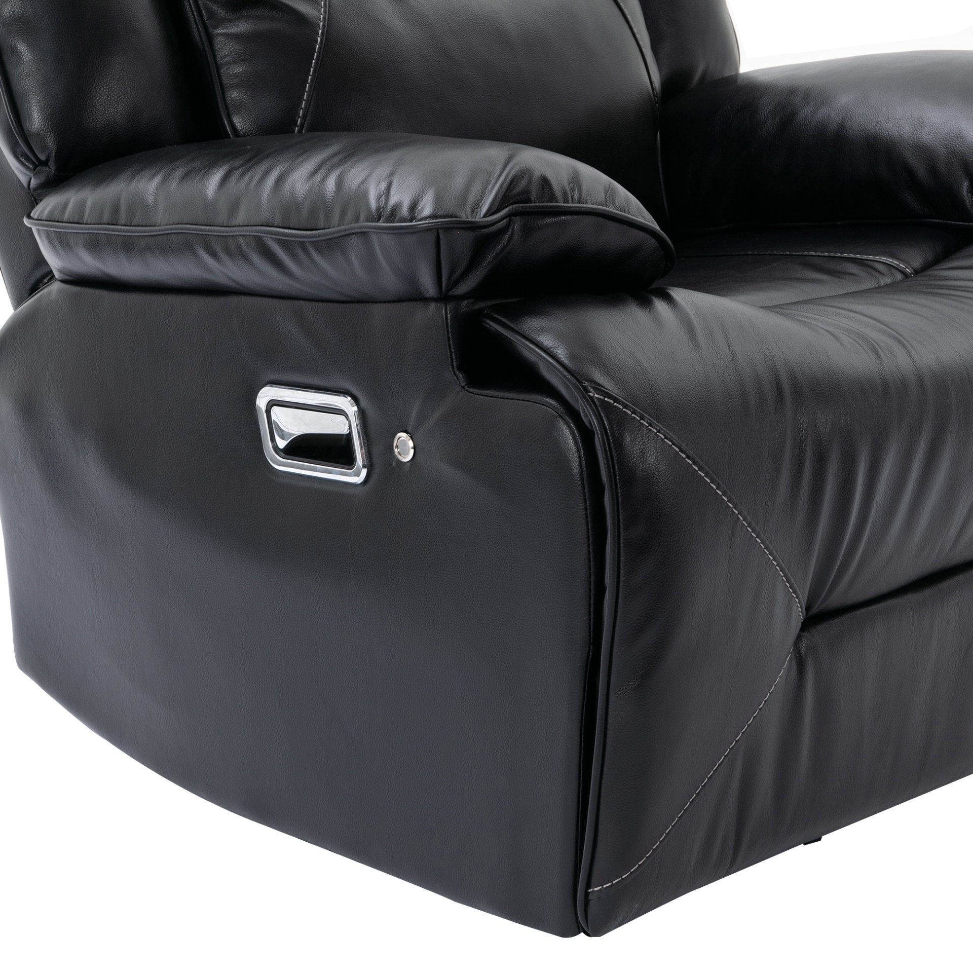 3 Seater Home Theater Recliner Manual Recliner Chair With A Led Light Strip Two Built-In Cup Holders For Living Room - Black - Image 15