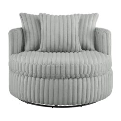 Mindy - Oversized Swivel Barrel Chair - Gray