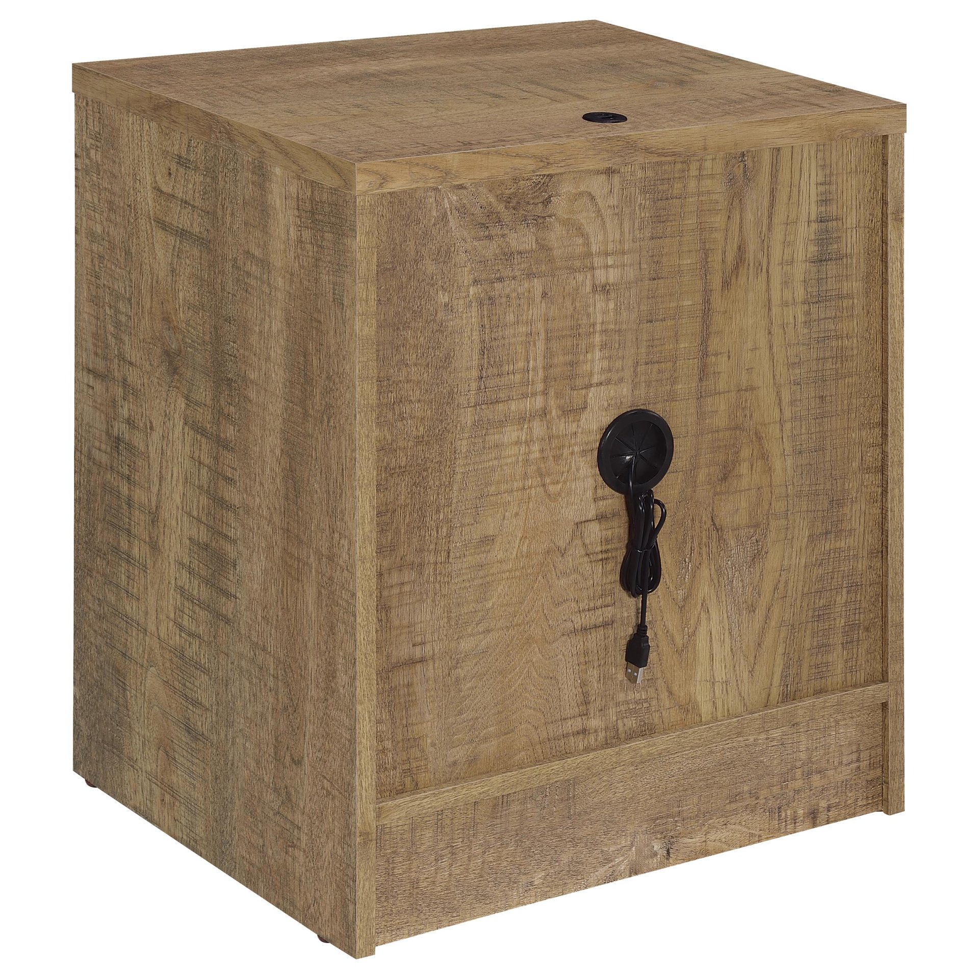 Nightstand With Dual USB Charging And Motion Sensor LED - Mango Color / Oak - Image 10