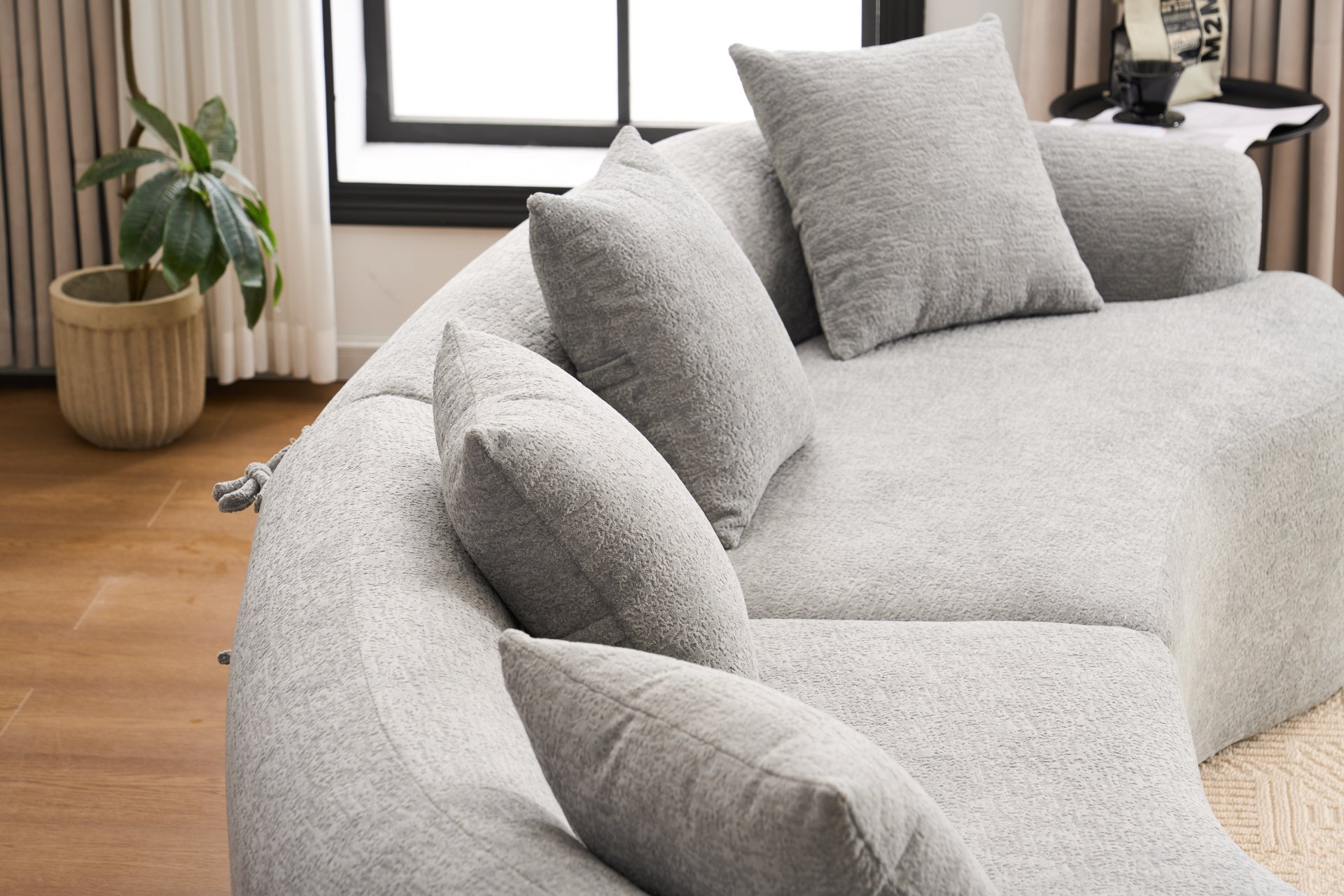 4 Seater Sofa With Chenille Fabric, 30D, 60 Hardness Full Sponge, 4 Pillow For Living Room, Home Furniture Sleeper Sectional Sofa For Apartment - Gray - Image 27