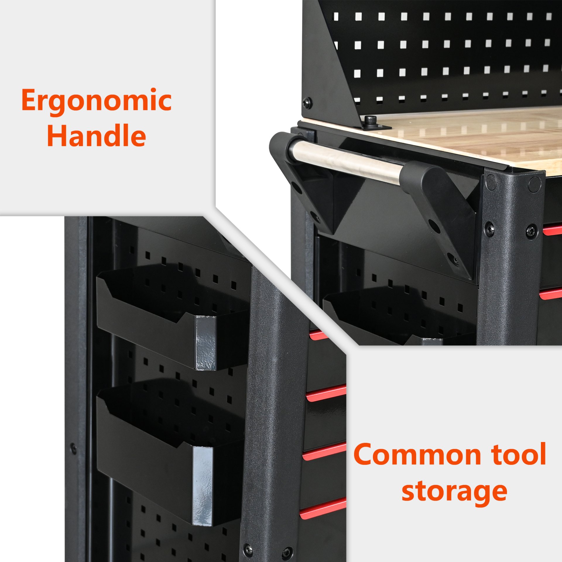 Heavy Duty Tool Cart With 19 Drawers, Tools Not Included, Mobile Storage For Workshop Or Laboratory - Black / Red - Image 8
