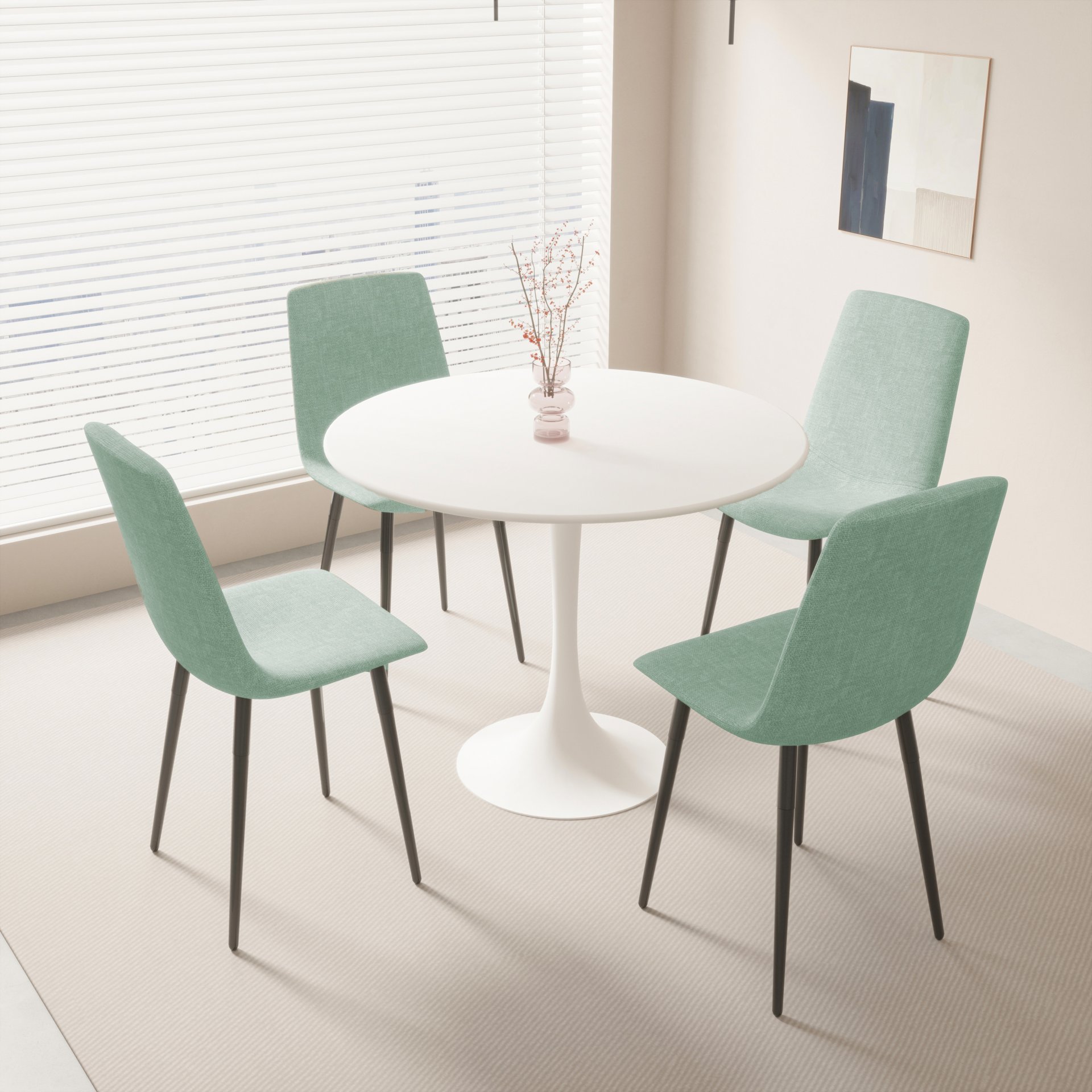 Round Dining Table For 2 - 4 People - White - Image 11