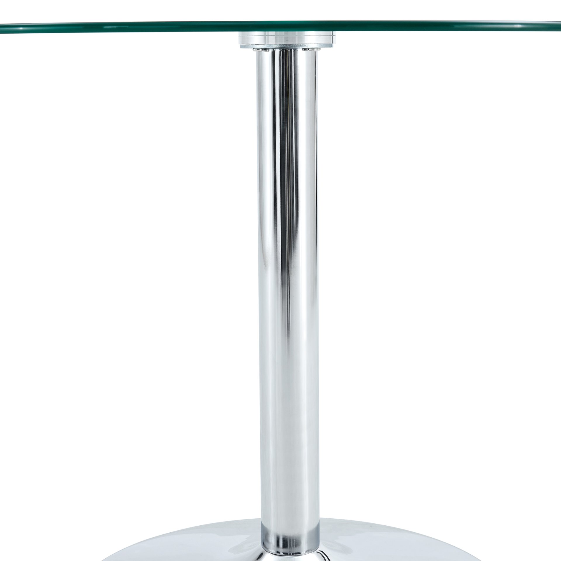 Modern Minimalist Round Dining Table With Glass Top And Metal Legs 35" Diameter - Silver / Transparent - Image 9