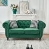 Chesterfield Sofa With Roll Armrest And Nailhead, 2 Seater Couch - Green - Image 2