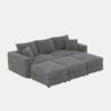 3 Seat Sofa, Deep Seat Couches With Soft Pillows And 3 Ottomans, Convertible Sofa Lounge Chair, For Living Room - Gray - Image 16