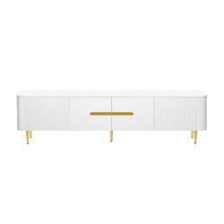 Minimalist TV Stand For TVs Up To 85", Modern Entertainment Center Media Console With 4 Spacious Cabinets - White