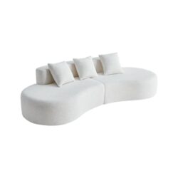 Curved Boneless Couch, Half Moon Sofa, 5 Seat Couch With High Density Foam Filled For Living Room - White