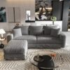 3 Seat Sofa, Deep Seat Couches With Soft Pillows And 3 Ottomans, Convertible Sofa Lounge Chair, For Living Room - Gray - Image 13