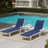 72.83" Outdoor Lounge Chairs (Set of 2), Cushion Replacement Patio Funiture Seat Cushion Chaise Lounge Cushion - Navy Blue - Image 2