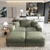 3 Seat Sofa, Deep Seat Couches With Soft Pillows And 2 Ottomans, Convertible Sofa Lounge Chair, For Living Room - Green - Image 19