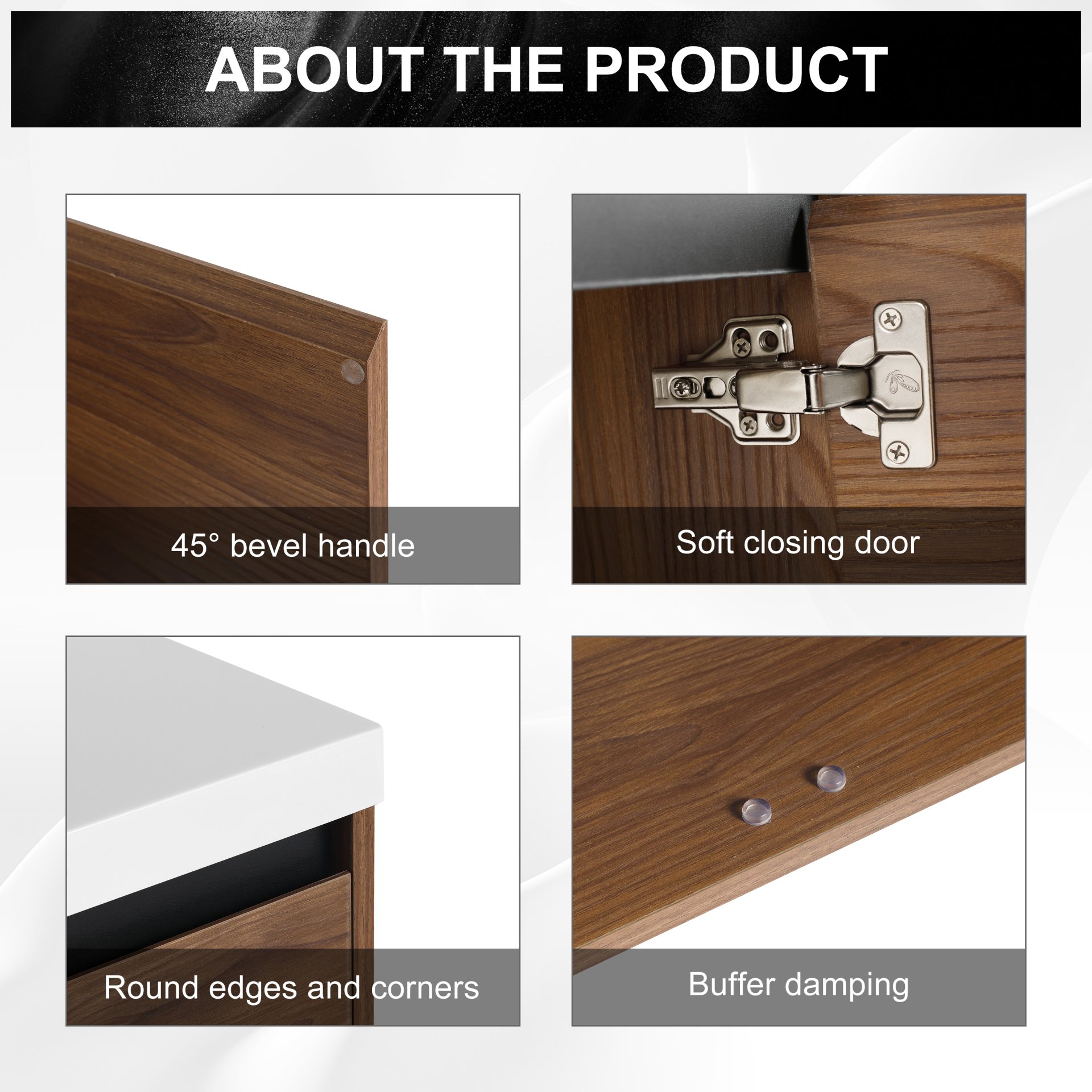 36" Bathroom Vanity Set With Resin Countertop Sink And 2 Doors - Brown - Image 19