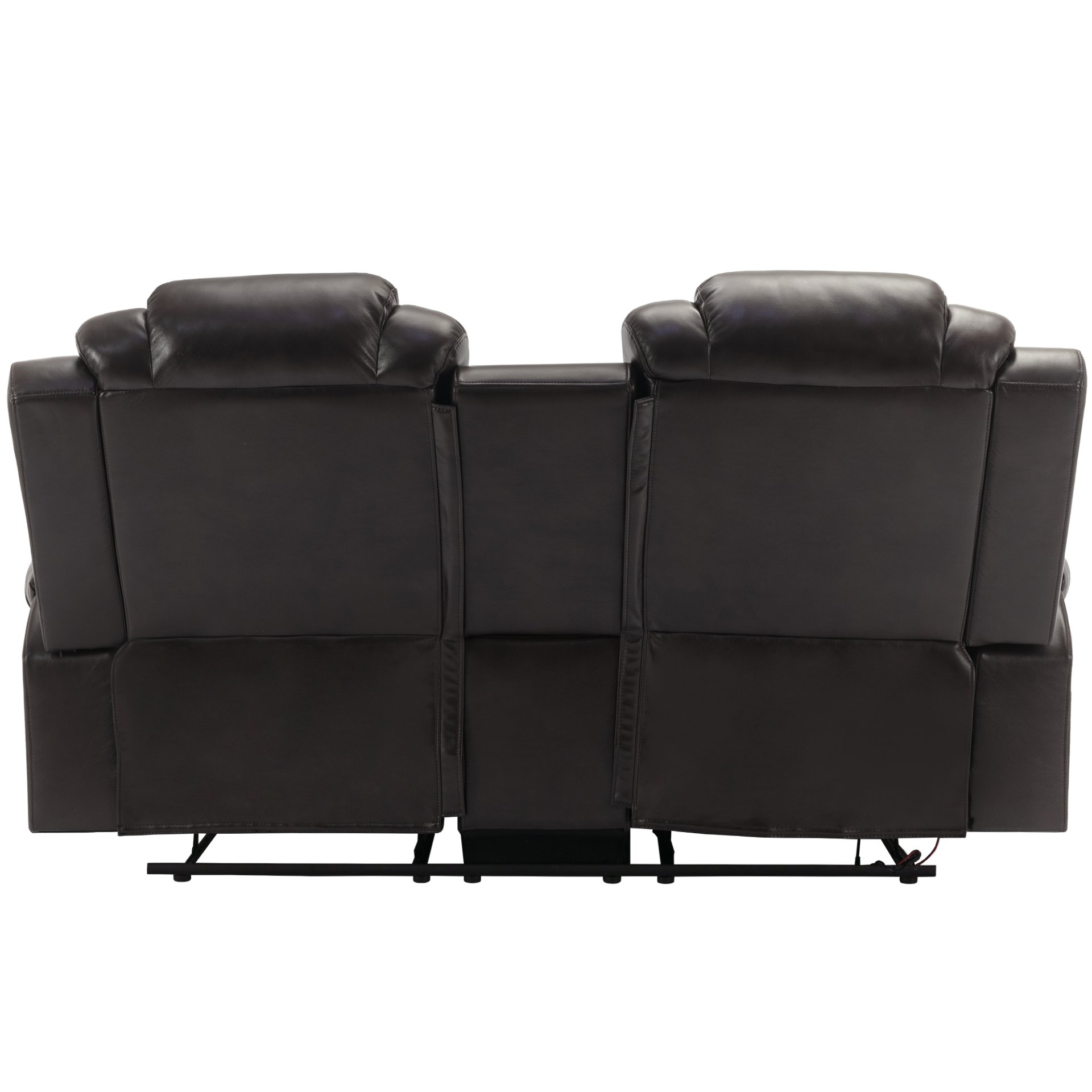 3 Pieces Recliner Sofa Sets Home Theater Seating Manual Recliner Chair With Center Console And Led Light Strip For Living Room - Brown - Image 21