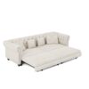 3 In 1 Pull Out Sofa Bed, Convertible Sleeper Sofa Bed, 3 Seater Sofa With Movable Ottoman - Beige - Image 17