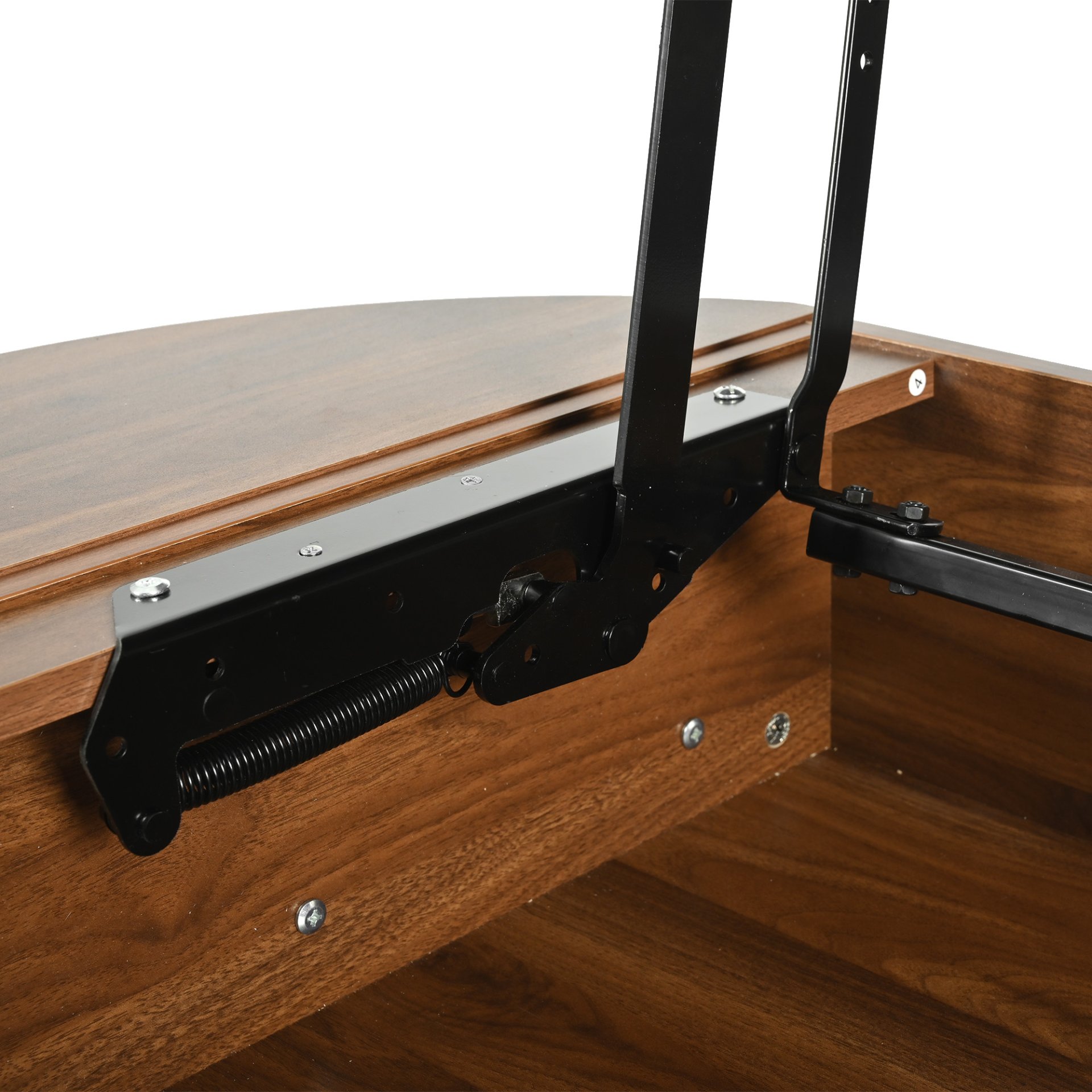 Lift Top Coffee Table With Hidden Compartment, Modern Oval Lift Tabletop For Home Living Room - Brown - Image 12