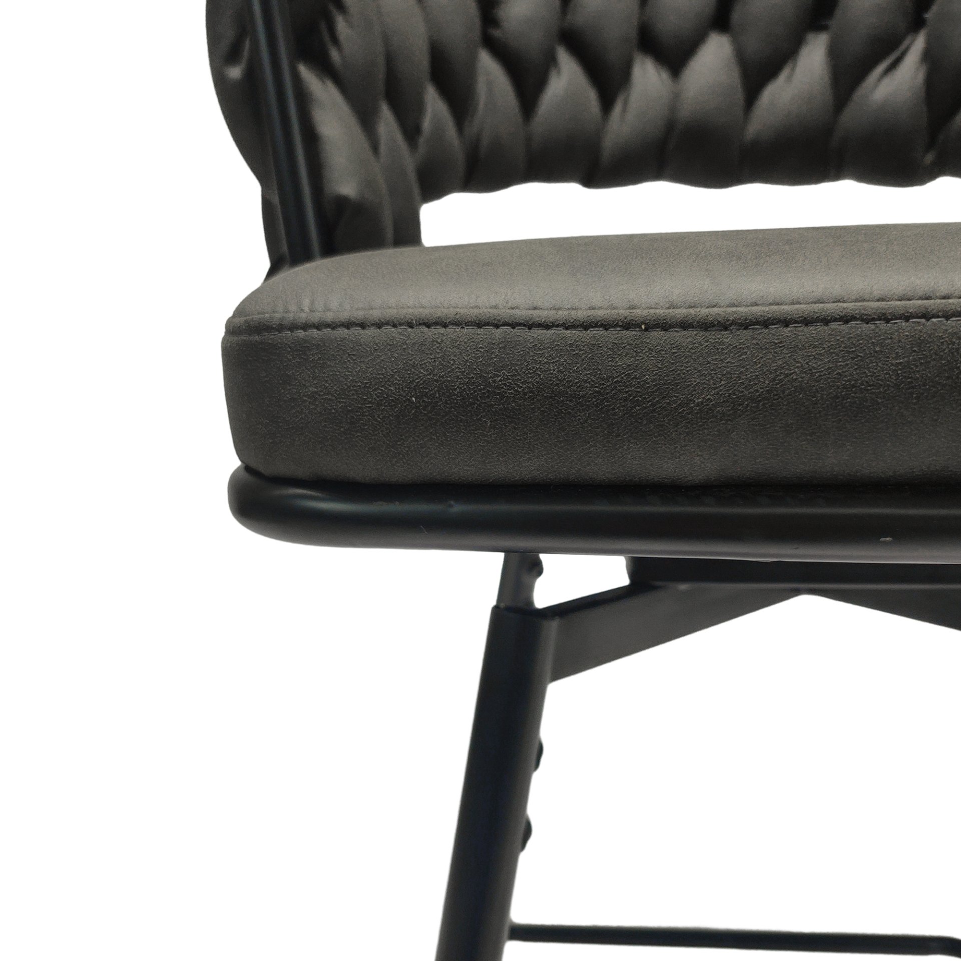 Technical Leather Woven Bar Stool (Set of 2), 360 Swivel Upholstered Chairs With Back Footrest - Brown / Tan - Image 10