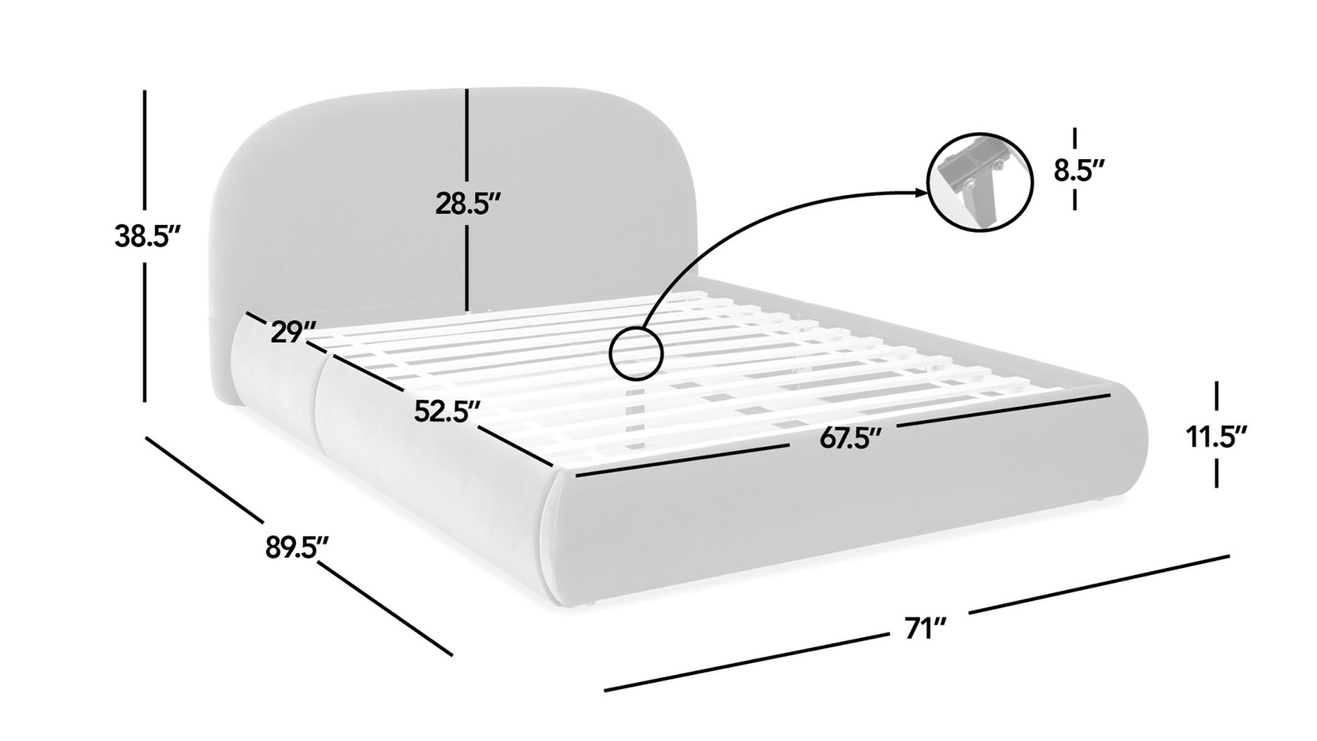 Archie Puffy Grounded - Queen Upholstered Platform Bed - Almond White - Image 14