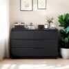 6 Drawer Dresser With Spacious Countertop And Concealed Handles, Storage Cabinet For Bedroom - Black - Image 2