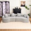 4 Seater Sofa With Chenille Fabric, 30D, 60 Hardness Full Sponge, 4 Pillow For Living Room, Home Furniture Sleeper Sectional Sofa For Apartment - Gray - Image 21