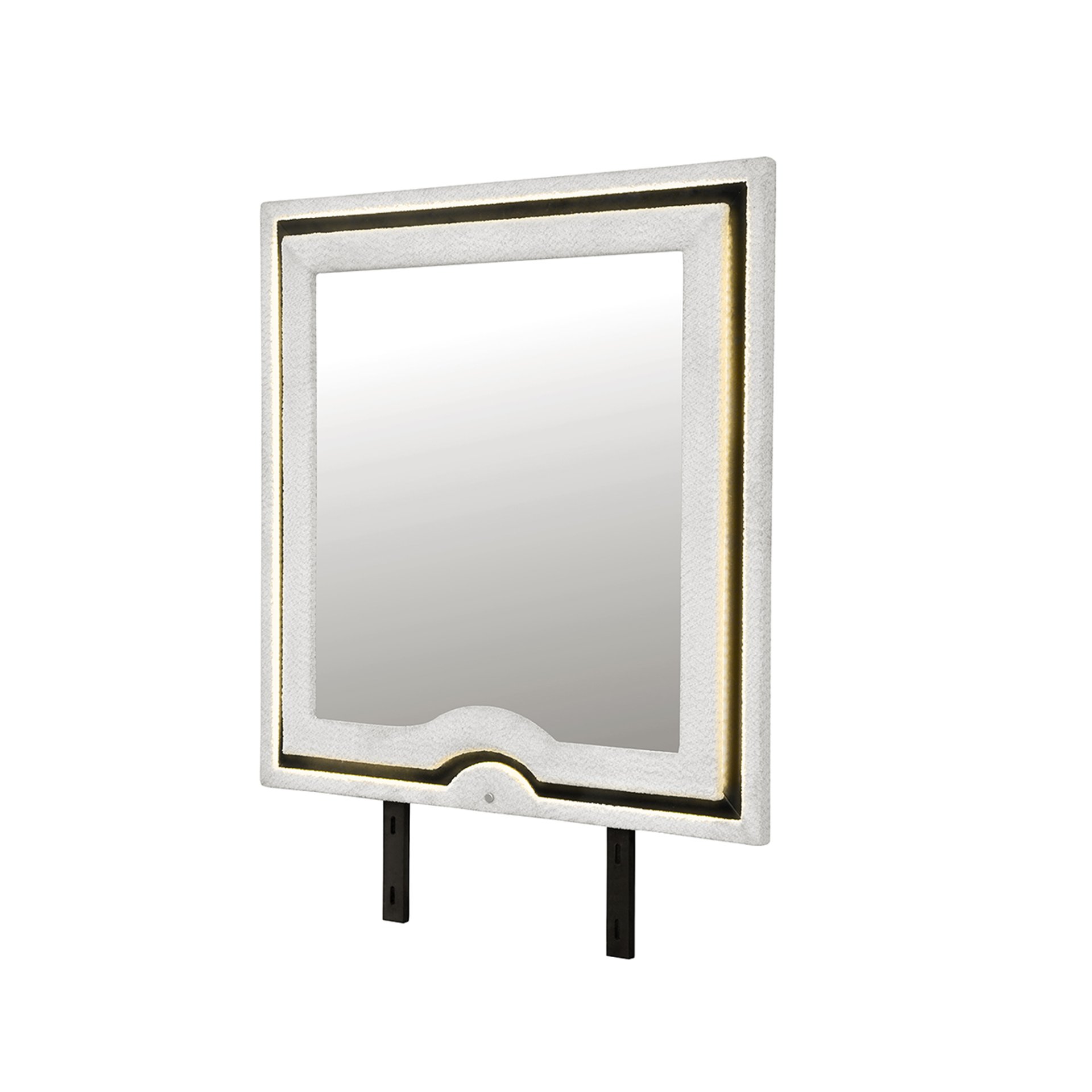 Isaiah - Mirror With Upholstered Frame And LED Lighting - White / Black - Image 5