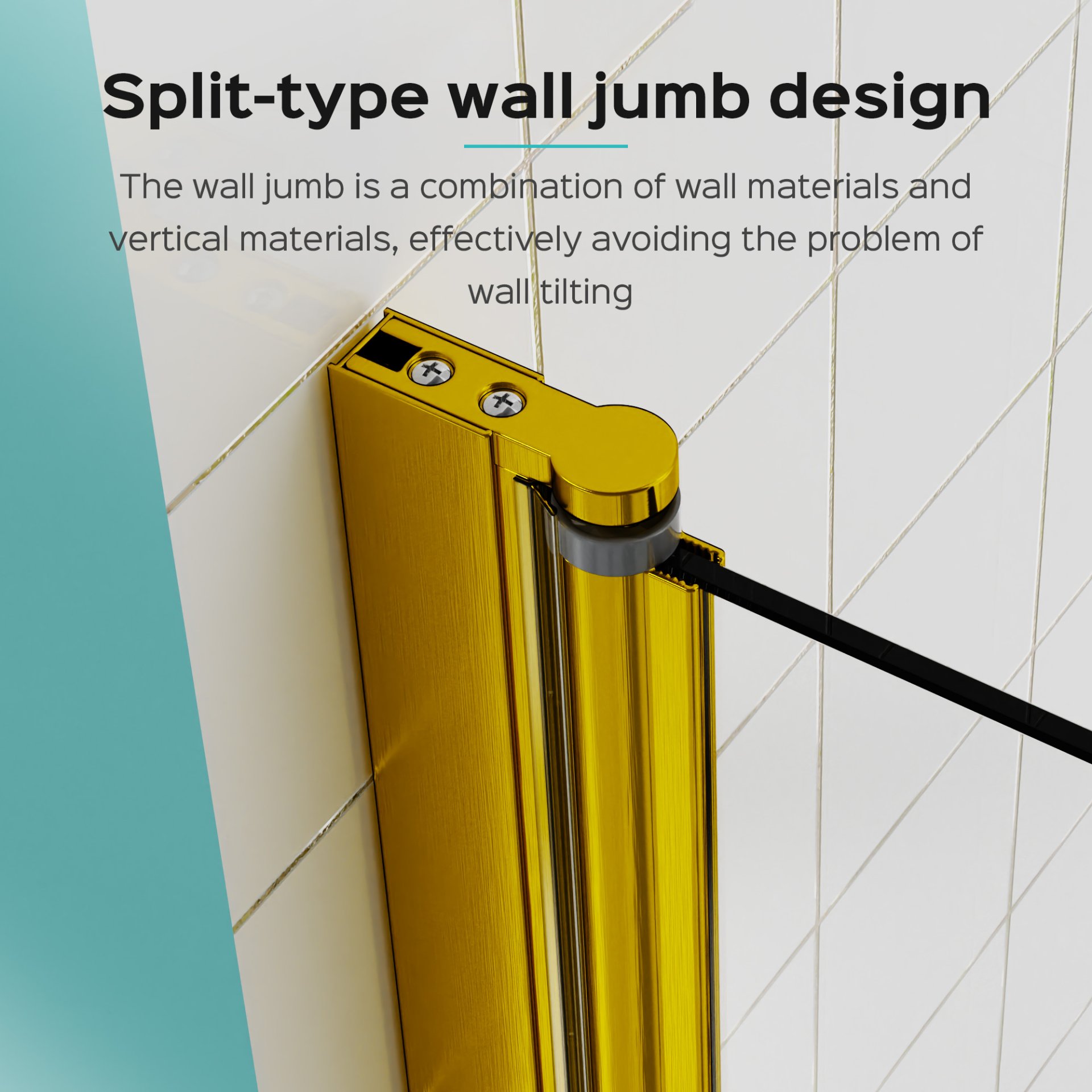 Frameless Shower Doors For Bathtub, 1 / 4" SGCC Tempered Glass - Brushed Gold - Image 4