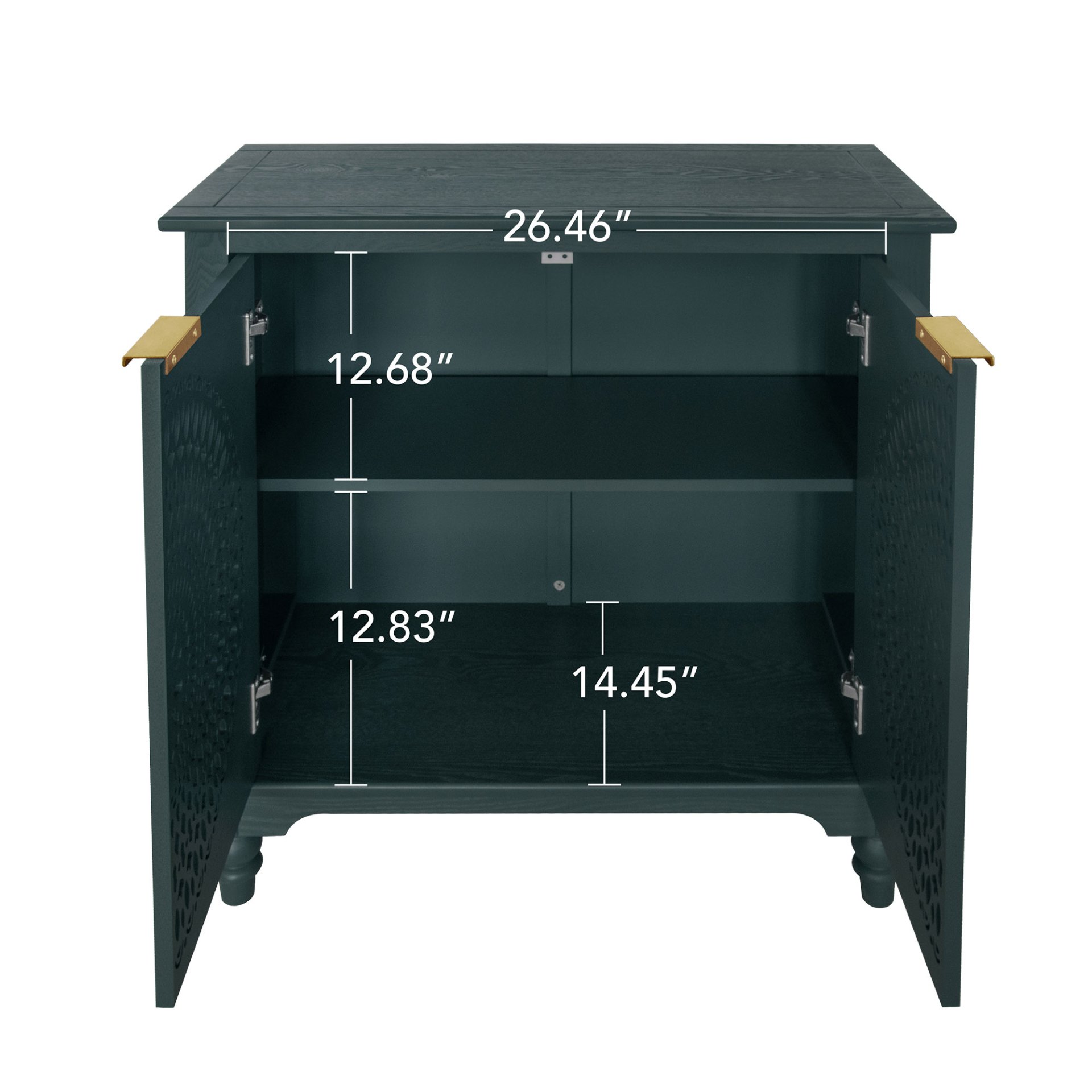Hollow Carved 2 Door Accent Cabinet With Adjustable Shelf, Sideboard Buffet For Entryway, Living Room Or Bedroom - Blackish Green - Image 5