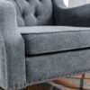 Accent Chair, Living Room Chair, Footrest Chair Set With Vintage Brass Studs, Button Tufted Upholstered Armchair For Living Room, Comfy Reading Chair For Bedroom, Reception Room - Gray - Image 9