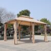 Outdoor Patio Gazebo Canopy Tent With Ventilated Double Roof And Mosquito Net, 13X10 Ft - Khaki - Image 6