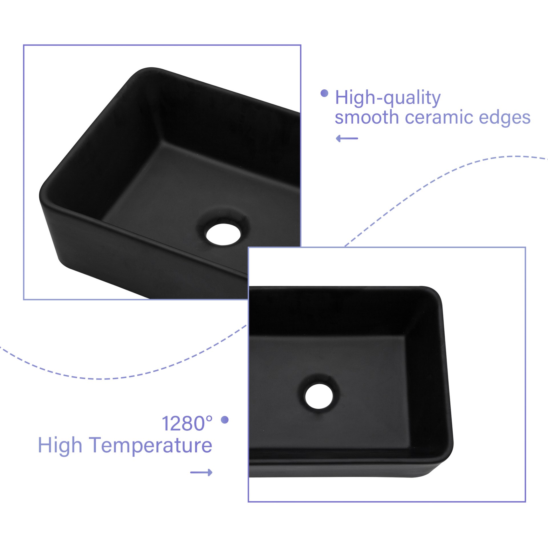 Rectangular Vessel Bathroom Sink - Matte Black - Image 7