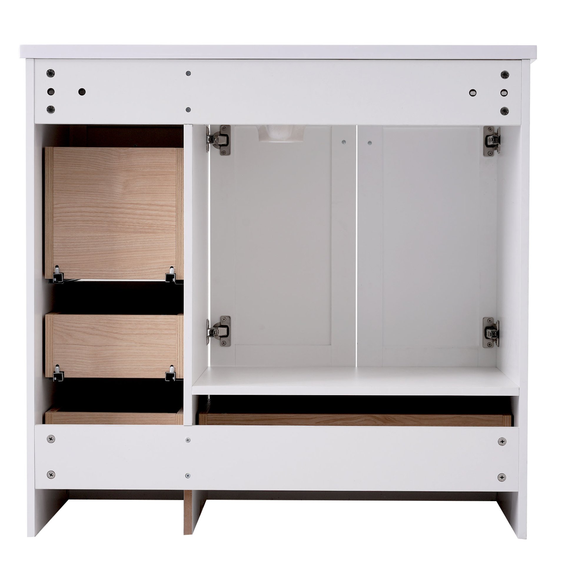 Shaker Style Free Standing Bathroom Vanity Cabinet With Sink, 4 Soft Close Drawers And 2 Soft Close Doors - White - Image 20