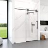 Frameless Single Sliding Shower Door With Clear Tempered Glass - Matte Black - Image 4