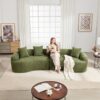 4 Seater Sofa With Chenille Fabric, 30D, 60 Hardness Full Sponge, 4 Pillow For Living Room, Home Furniture Sleeper Sectional Sofa For Apartment - Green - Image 36