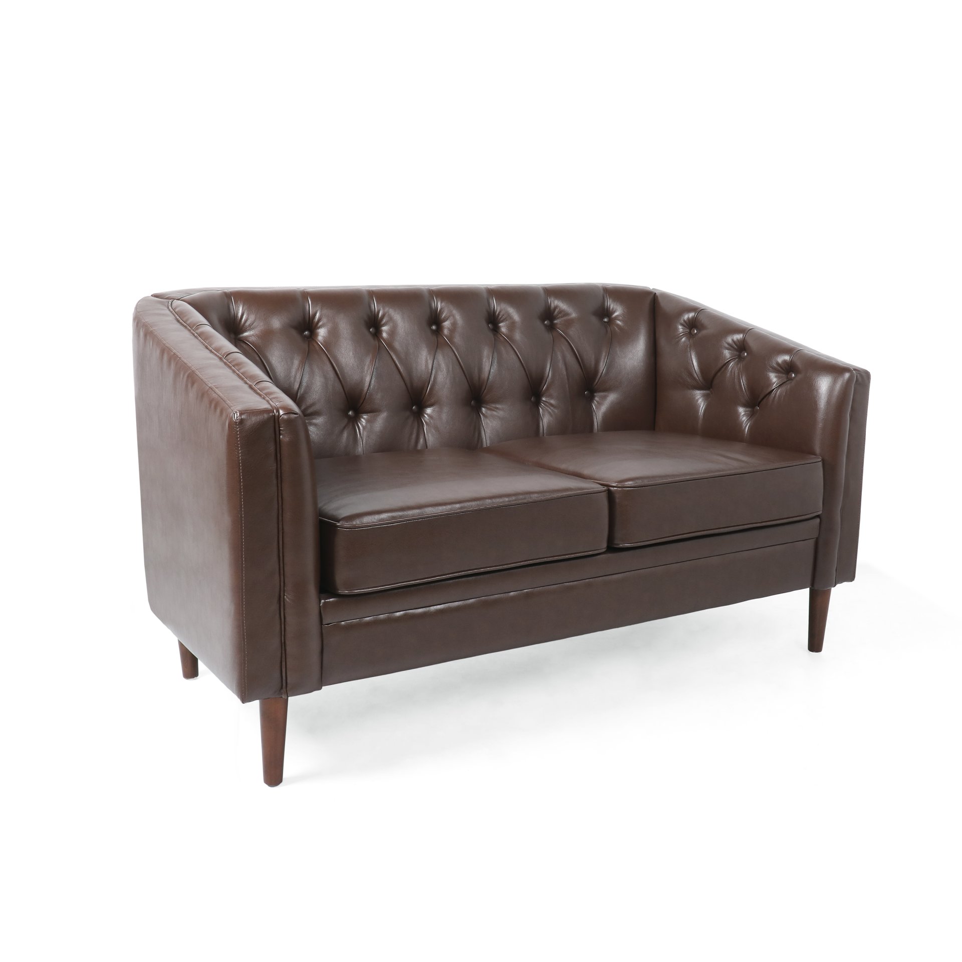 Sophisticated Loveseat With Diamond Stitched Detailing - Dark Brown - Image 6