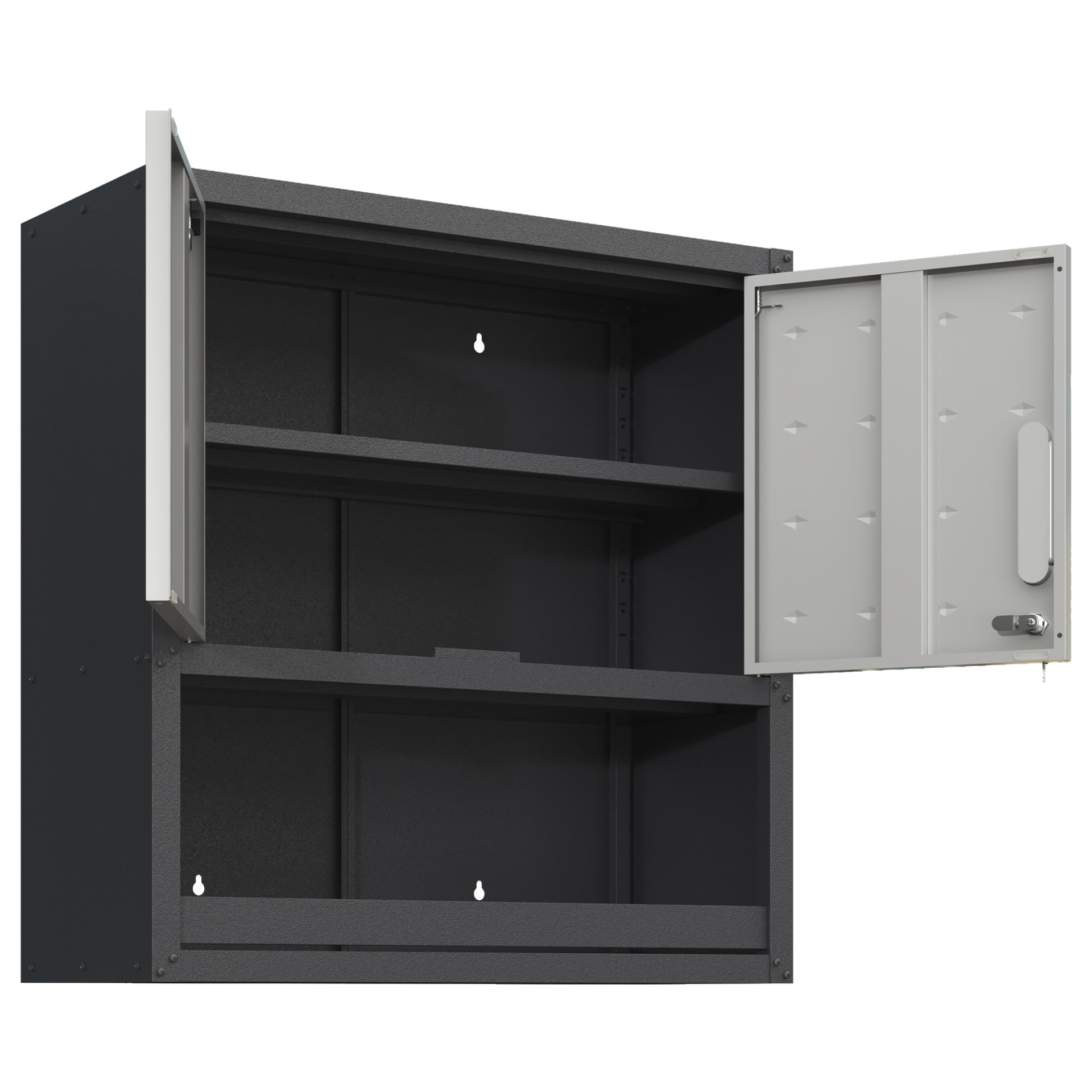 Metal Wall Mounted Tool Storage Cabinet With Locking Door, 1 Shelf, Metal - White - Image 12