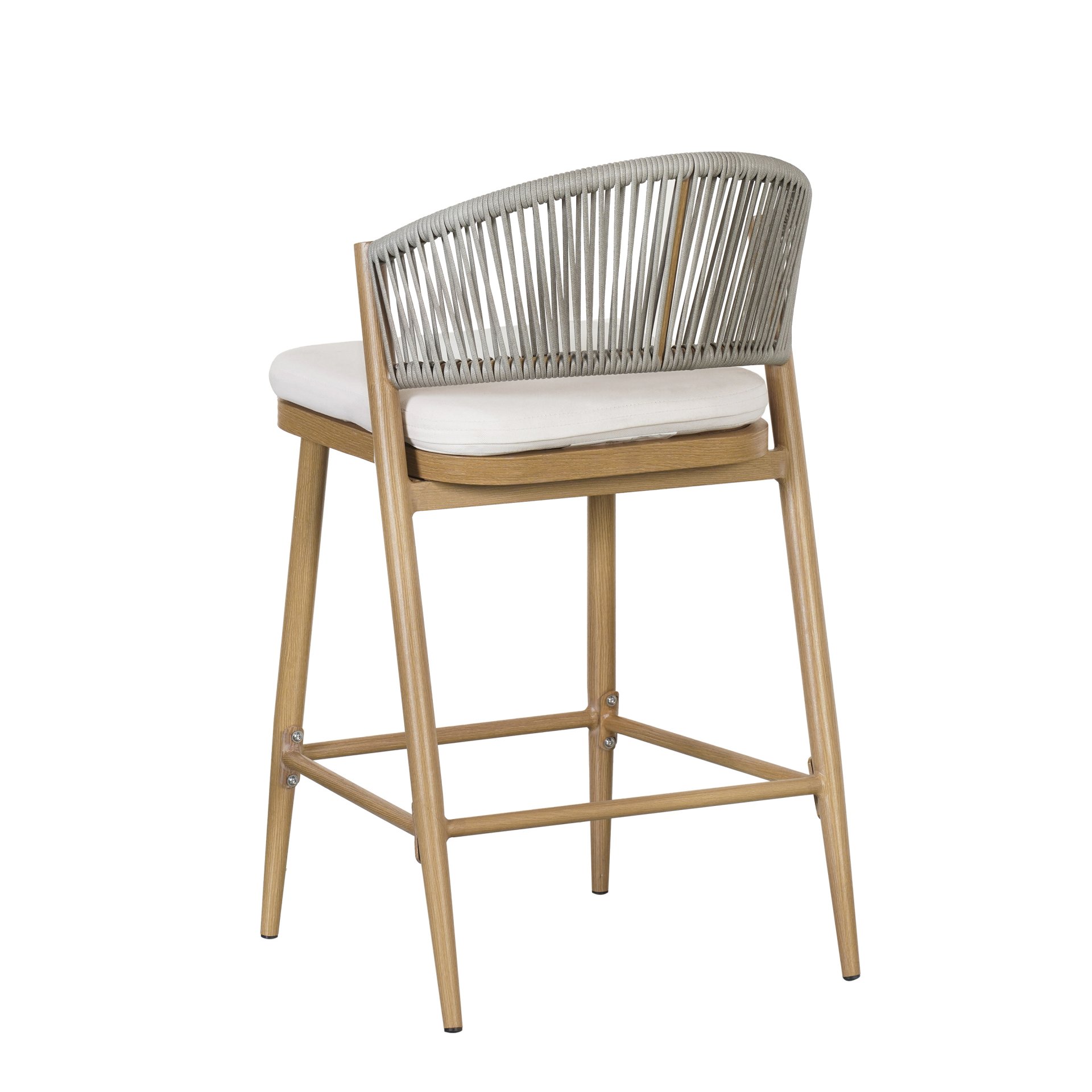 Outdoor Counter Height Aluminum Frame Counter Stools With Scallop Shaped Backrest & Water Resistant Cushions (Set of 2) - Maple - Image 19