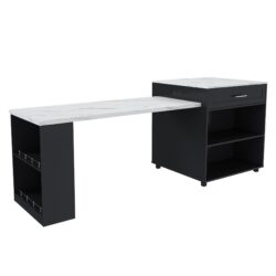 Expandable Kitchen Island With Dining Table - Black
