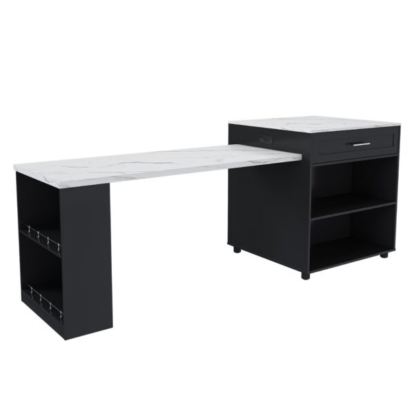 Expandable Kitchen Island With Dining Table - Black