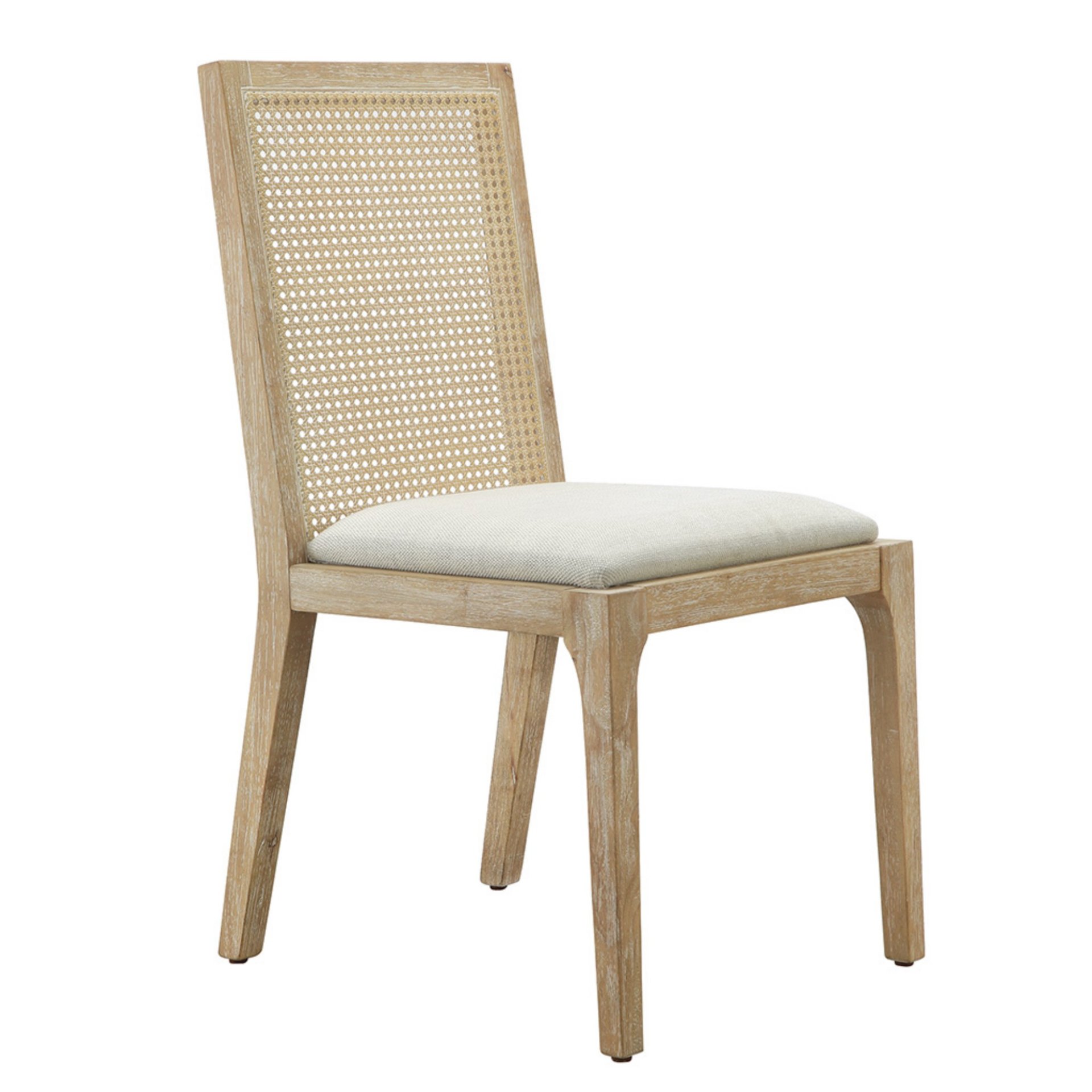 Dining Chair With Synthetic Cane Back And Upholstered Seat (Set of 2) - Natural - Image 4